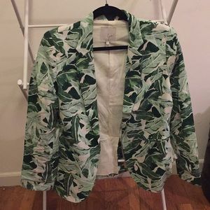 JOIE WOMENS PALM PRINT LINEN SUMMER BLAZER 6